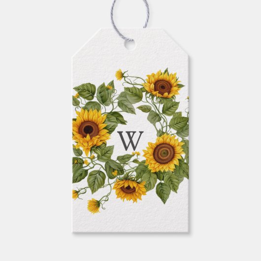 Sunflower Monogram ギフトタグ (正面)