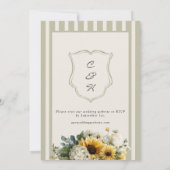 Sunflower Monogram Crest Wedding  招待状 (裏面)