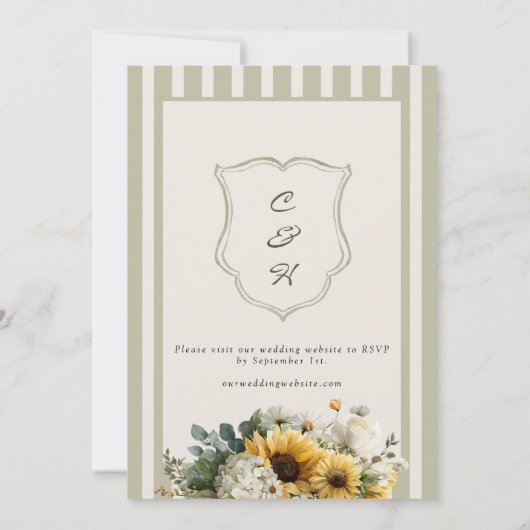 Sunflower Monogram Crest Wedding  招待状 (裏面)