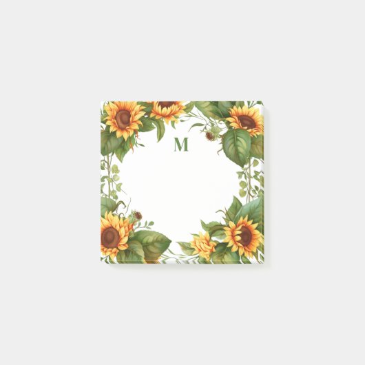 Sunflower Monogram Watercolor ポストイット (正面)