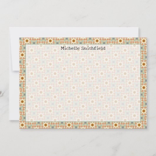 Sunflower Mosaic Border Flat Notecard 招待状 (正面)