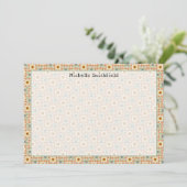 Sunflower Mosaic Border Flat Notecard 招待状 (スタンド正面)