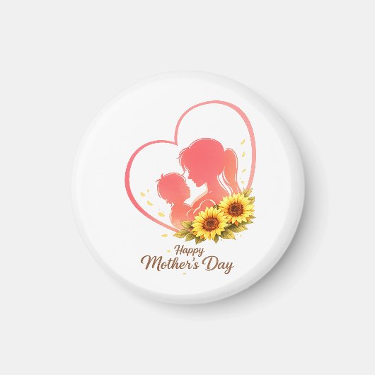 Sunflower Mother’s Day  – Mom & Baby Heart  マグネット (正面)