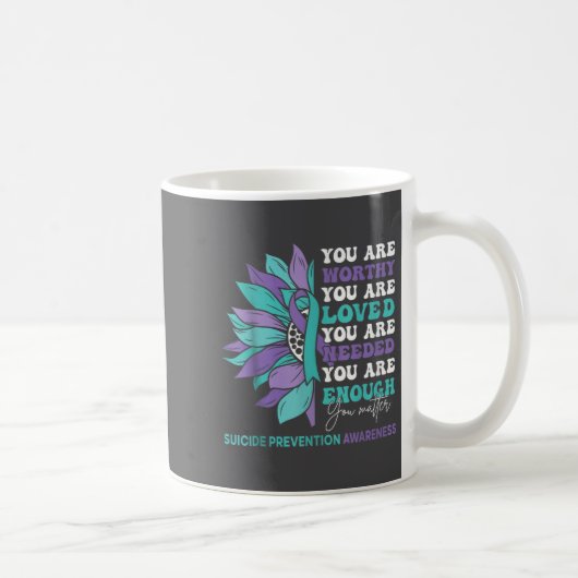 Sunflower Motivational Suprt Suicide Prevention Aw コーヒーマグカップ (右)