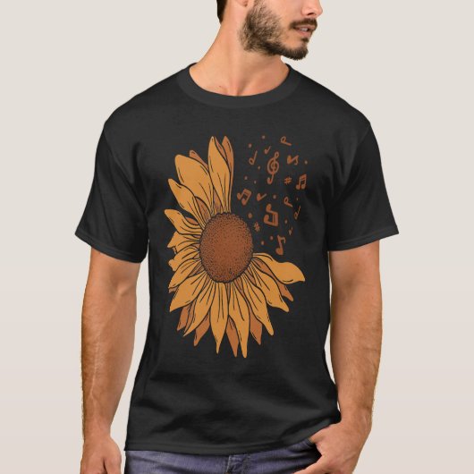 Sunflower Music Note  Cute Sun Flower   Teacher Tシャツ (正面)