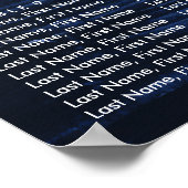 Sunflower Navy Blue Wood Wedding Seating Chart 12 ポスター (角)