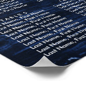 Sunflower Navy Blue Wood Wedding Seating Chart 8 ポスター (角)