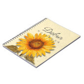 Sunflower Notebook Name | Yellow Floral Journal ノートブック (左側)
