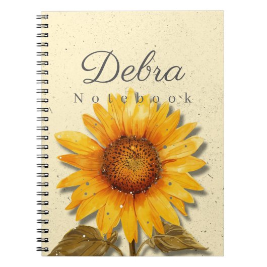 Sunflower Notebook Name | Yellow Floral Journal ノートブック (正面)