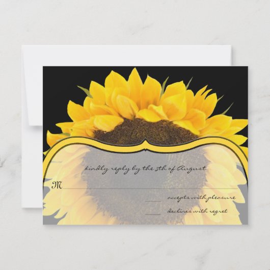 Sunflower on Black Response Card 出欠カード (裏面)