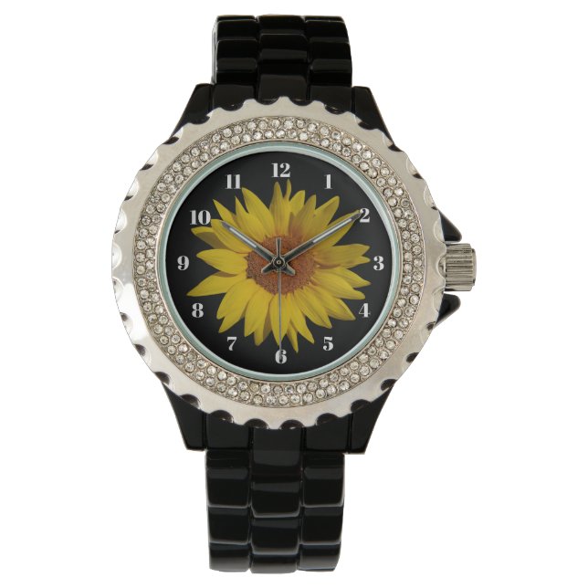 Sunflower on Black Watch 腕時計 (正面)