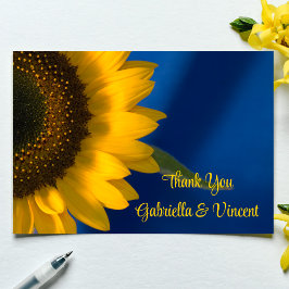Sunflower on Blue結婚's Flat Thank You Notes サンキューカード