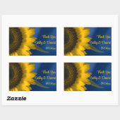 Sunflower on Blue結婚's Thank Youメッセージカード 長方形シール (シート)