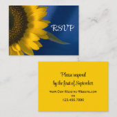 Sunflower on Blue Wedding RSVPレスポンスカード エンクロージャーカード (正面/裏面)