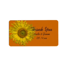 Sunflower on Orange'結婚's Thank Youメッセージカード ラベル