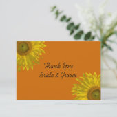 Sunflower on Orange 結婚's Flat Thank You Notes 招待状 (スタンド正面)