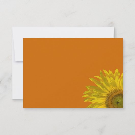 Sunflower on Orange 結婚's Flat Thank You Notes 招待状 (裏面)