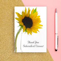 Sunflower on White 結婚's Flat Thank You Notes