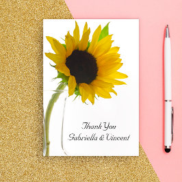 Sunflower on White 結婚's Flat Thank You Notes サンキューカード