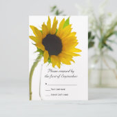 Sunflower on White Wedding RSVPレスポンスカード 出欠カード (スタンド正面)