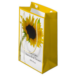 Sunflower on White Wedding Thank You スモールペーパーバッグ