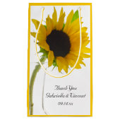 Sunflower on White Wedding Thank You スモールペーパーバッグ (正面)