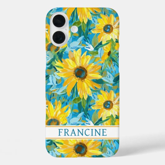 Sunflower Painting Monogrammed Case-Mate iPhoneケース (裏面)