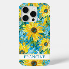 Sunflower Painting Monogrammed iPhone 15 Proケース