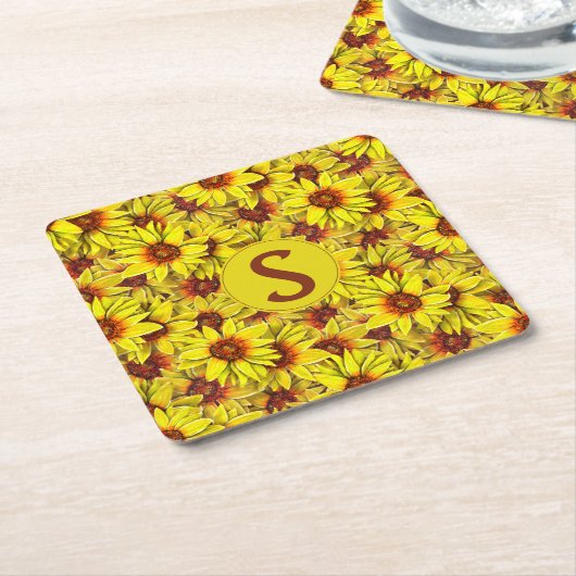 Sunflower Paper Coaster スクエアペーパーコースター (アングル)