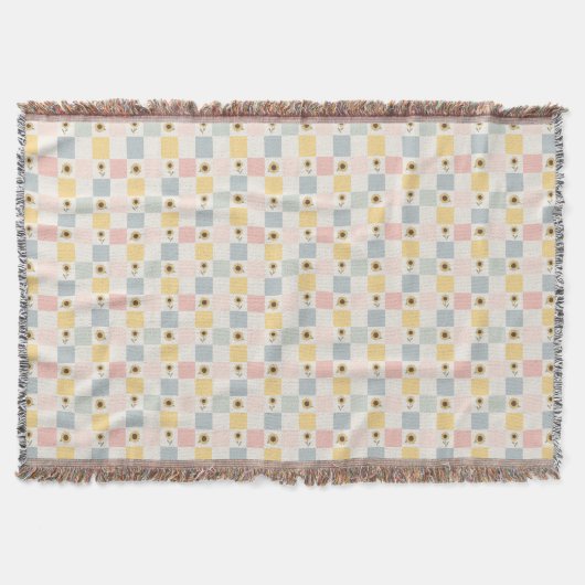 Sunflower Patchwork Decorative Blanket - Farmhouse スローブランケット (正面)