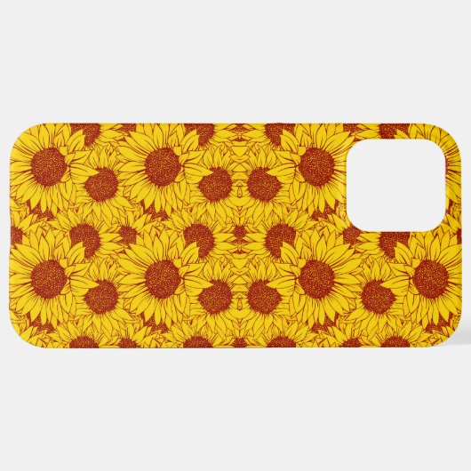 Sunflower Pattern – Bright Yellow Floral Aesthetic iPhoneケース (裏面横)