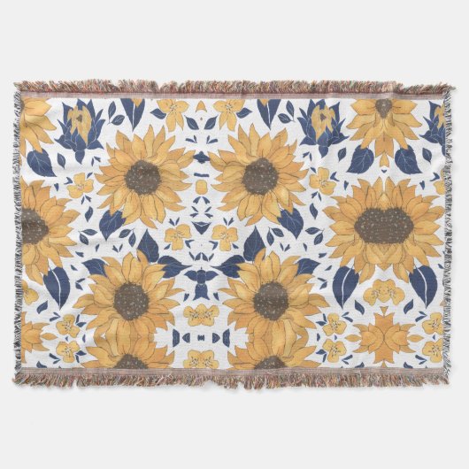 Sunflower pattern cozy Blanket for New Home スローブランケット (正面)