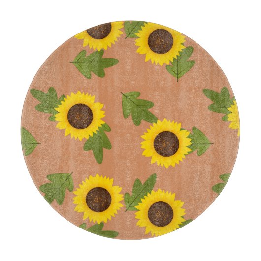 Sunflower Pattern Design – Cute Floral Aesthetic カッティングボード (正面)
