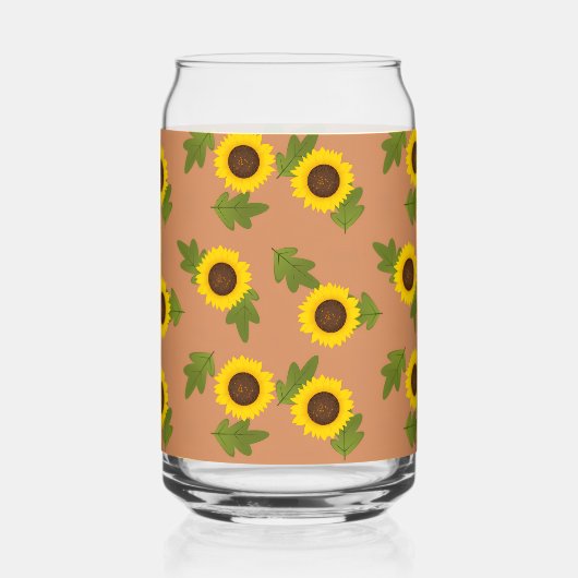 Sunflower Pattern Design – Cute Floral Aesthetic ガラス缶 (正面)