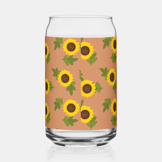 Sunflower Pattern Design – Cute Floral Aesthetic ガラス缶 (右)