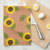Sunflower Pattern Design – Cute Floral Aesthetic キッチンタオル (四つ折り)