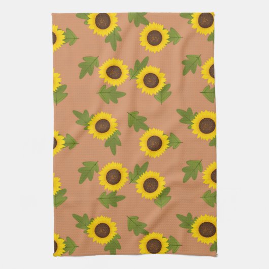 Sunflower Pattern Design – Cute Floral Aesthetic キッチンタオル (縦)