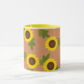Sunflower Pattern Design – Cute Floral Aesthetic マグカップ (中央)
