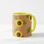 Sunflower Pattern Design – Cute Floral Aesthetic マグカップ (正面右)