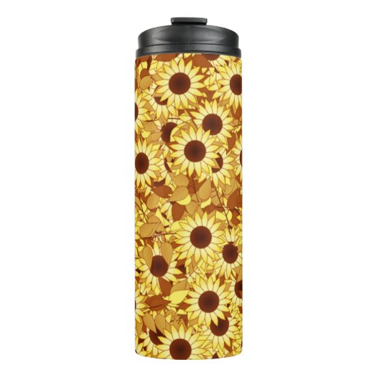 Sunflower Pattern, Gold, Yellow and Brown タンブラー (正面)
