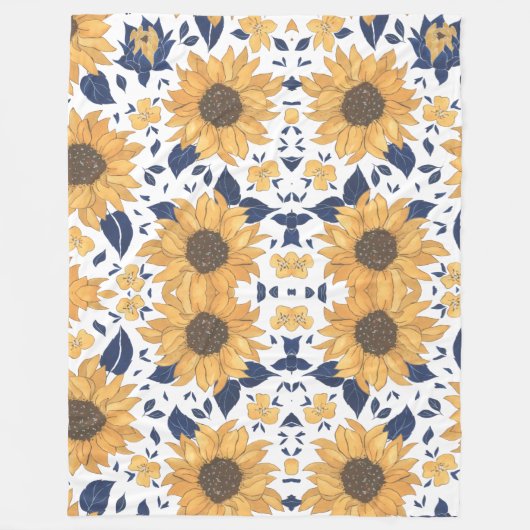 Sunflower pattern stylish Blanket for New Home フリースブランケット (正面)