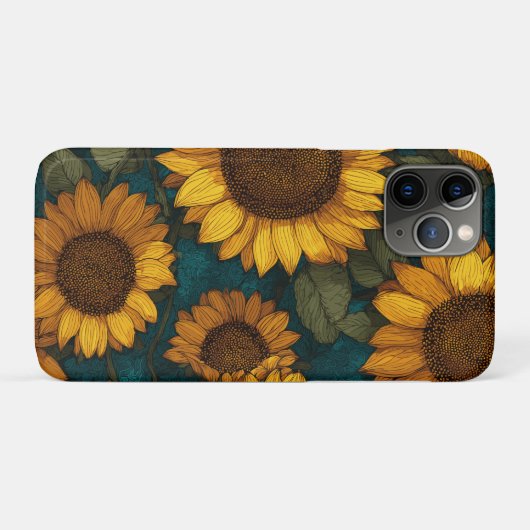Sunflower Pattern – Summer Floral Case-Mate iPhoneケース (裏面(横))