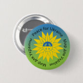 Sunflower Peace in English UkrainianとSunflower ロシア 缶バッジ (正面&裏面)