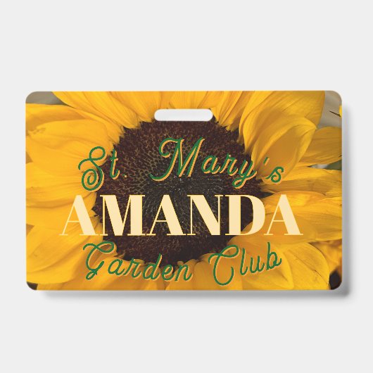 Sunflower Personalized Garden Club Badge バッジ (正面)