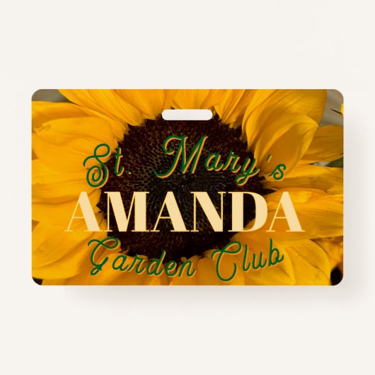 Sunflower Personalized Garden Club Badge バッジ (正面)