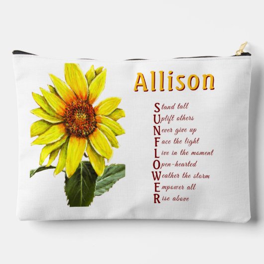 Sunflower Positive Encouragement Cosmetic Bag アクセサリーポーチ (裏面)