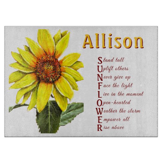 Sunflower Positive Encouragement Cutting Board カッティングボード (正面)