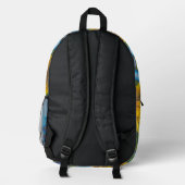 Sunflower Print Backpack Yellow Blue Black プリントバックパック (裏面)