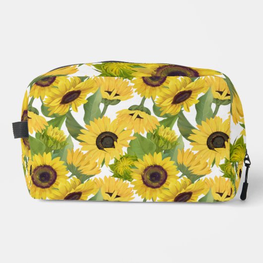 Sunflower Print Customized Canvas Accessory Bag ドップキット (正面)