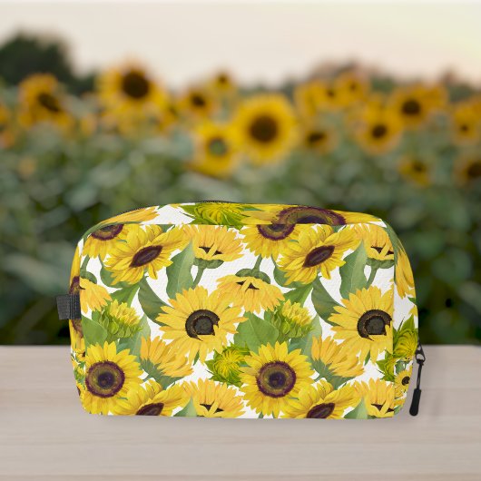 Sunflower Print Customized Canvas Accessory Bag ドップキット